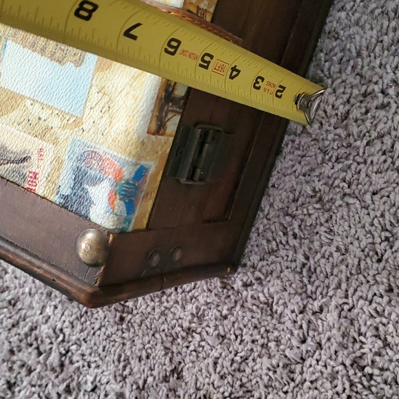 DECORATIVE LUGGAGE WITH LEATHER TRIM 15"×9"×4" - Picture 5 of 9